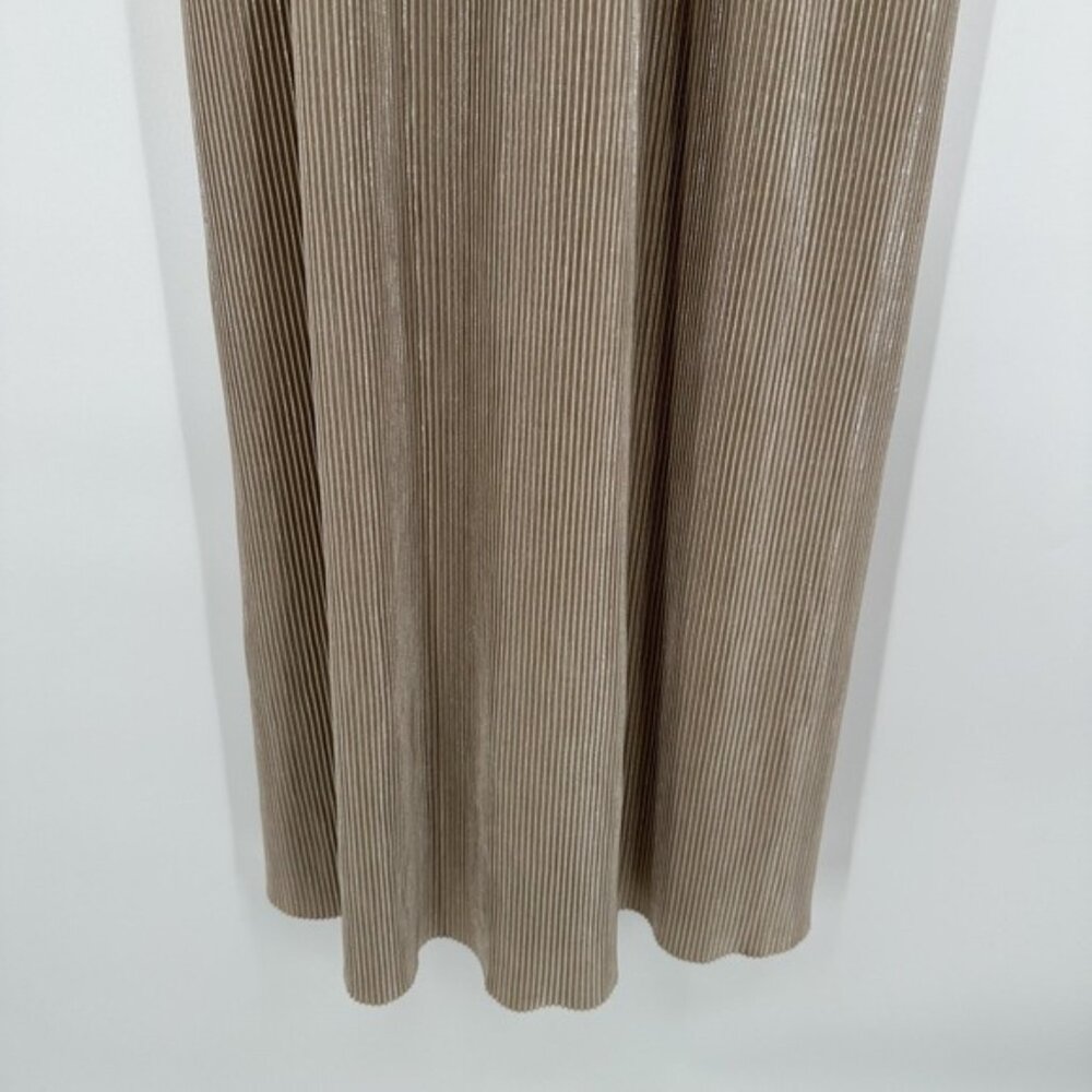 Baltic Born Maxi Dress Womens Large Champagne Pleated Flutter Sleeve V Neck - Picture 12 of 15